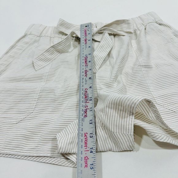 NWT Club Monaco Striped Linen Blend Belted Pull-on Shorts Khaki size 10 $129 - Picture 10 of 11
